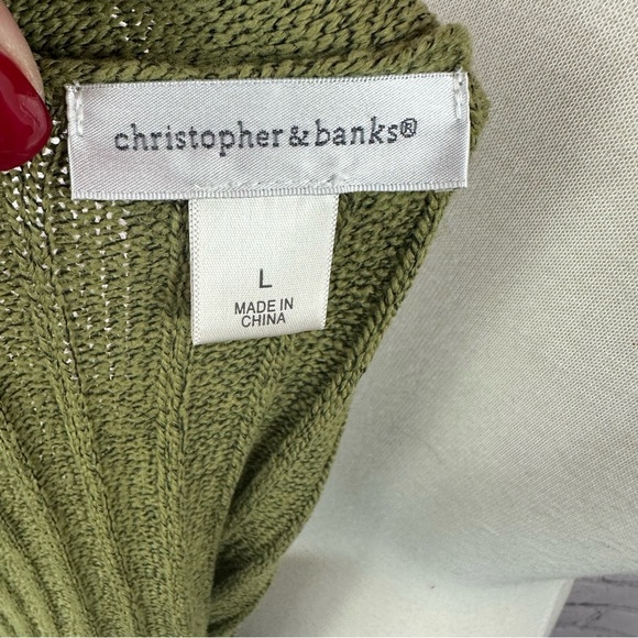 Christopher & Banks soft Ribbed Open Front Cardigan sweater sz L asymmetric - Picture 5 of 8